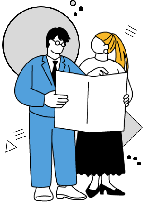 地図を見るビジネスマンと女性